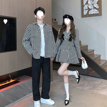 情侣装一裙一衣秋冬款小香风连衣裙女收腰名媛风法式衬衫男外套潮