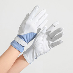 European and American printed sunscreen ice silk gloves, Hong Kong style cool and dew two-finger anti-slip finger cots, female manufacturer's finger gloves