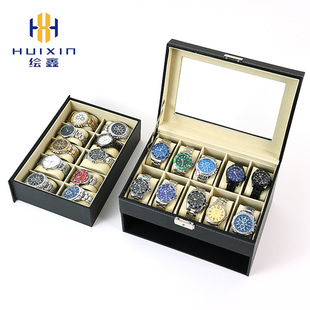 Spot Wholesale Pu Leather Double-Layer Drawer 20-Bit Watch Box Jewelry Gift Storage Packaging Box Factory Direct Supply
