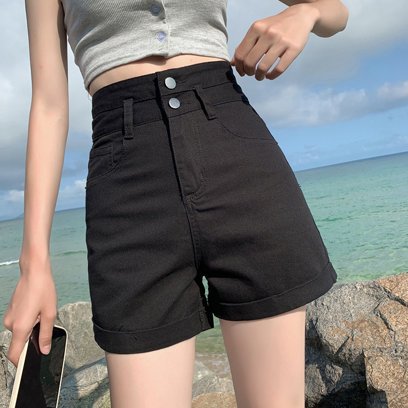 Pantalones cortos de mezclilla para mujer, corte suelto, diseño básico image 3