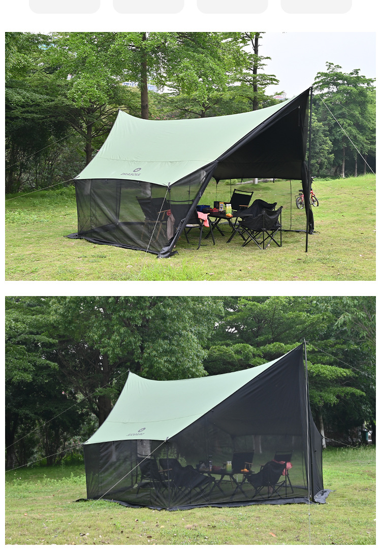Mosquito-Proof Netting and Sunshade Integrated Canopy with Black Glue for Full Shading and Sun Protection, a Summer Essential