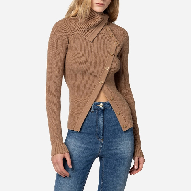 Women's Clothing designer deconstructed knitted sweaters for women in autumn, new styles with irregular slits, slimming and slimming pullover tops_voghion.com