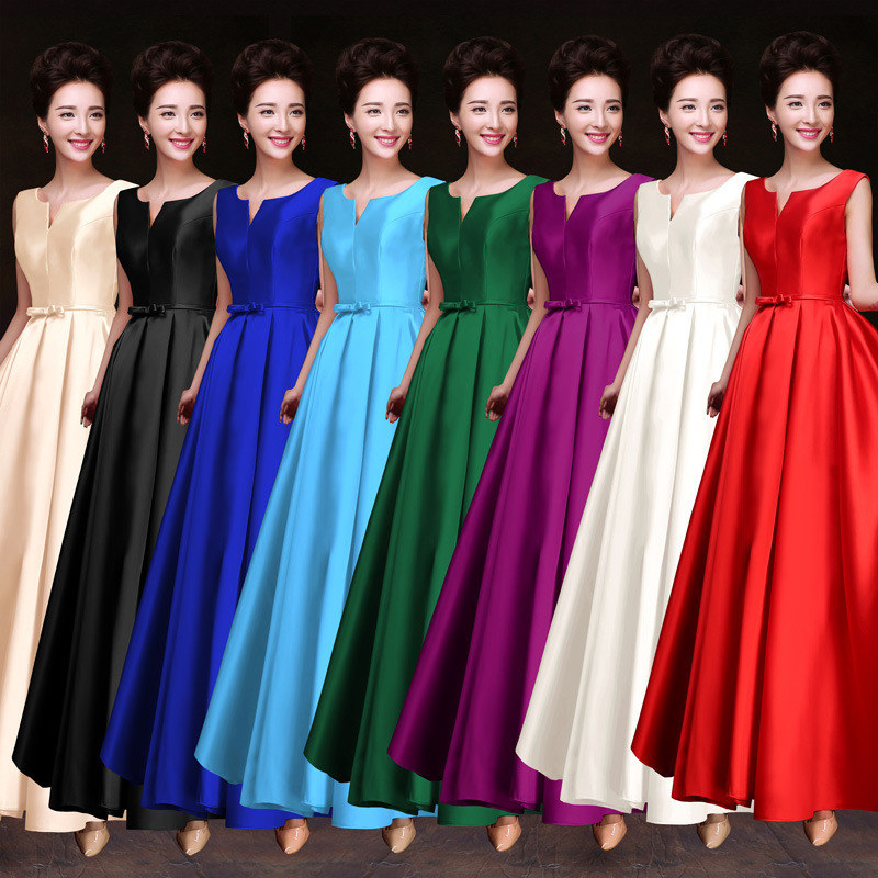 European and American Foreign Trade Summer Sleeveless Long Choir Performance Clothing Adult Evening Dress Elegant Slim Fashion Dress