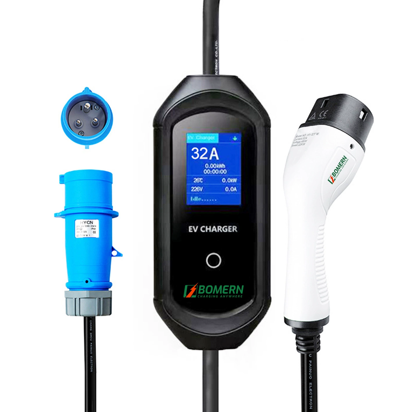 Портативное зарядное устройство для электромобилей BYD, без заземления, для дома и автомобиля, 7 кВт, европейский стандарт CEE