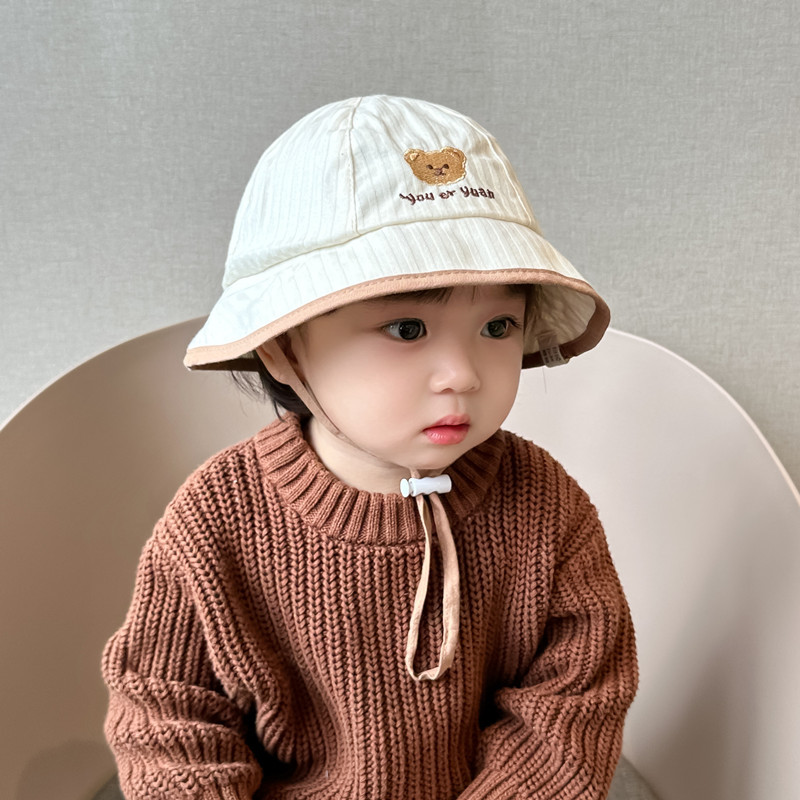 Sombreros para bebés, sombreros para bebés, sombreros de pescador para bebés, bonitos osos, sombreros de algodón recién nacidos, primavera y otoño