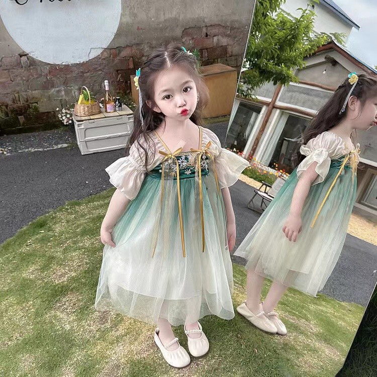 Girls' Summer Ancient Clothing Hanfu Super Fairy 2023 New Children's Princess Style Dress Chinese Style Baby Dress for Summer