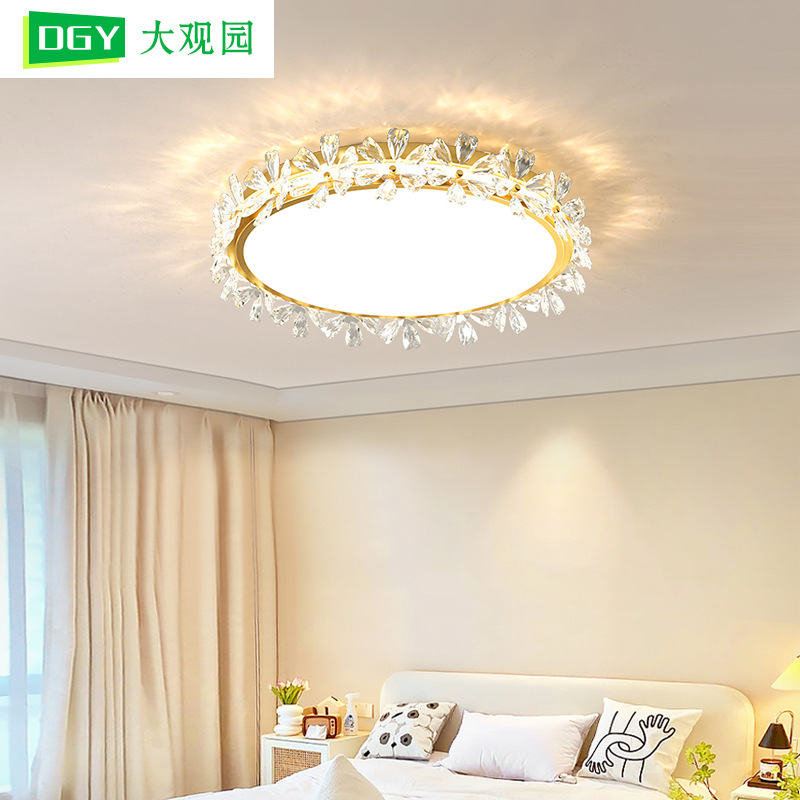 Luz de techo del dormitorio de lujo vista jardín moderna lámpara de cristal simple luz de la habitación de chicas lámpara de techo Zhongshan 488L