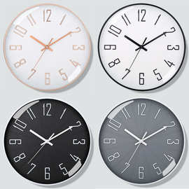 10英寸25CM静音挂钟创意时尚家用客厅立体数字简约钟表wall clock