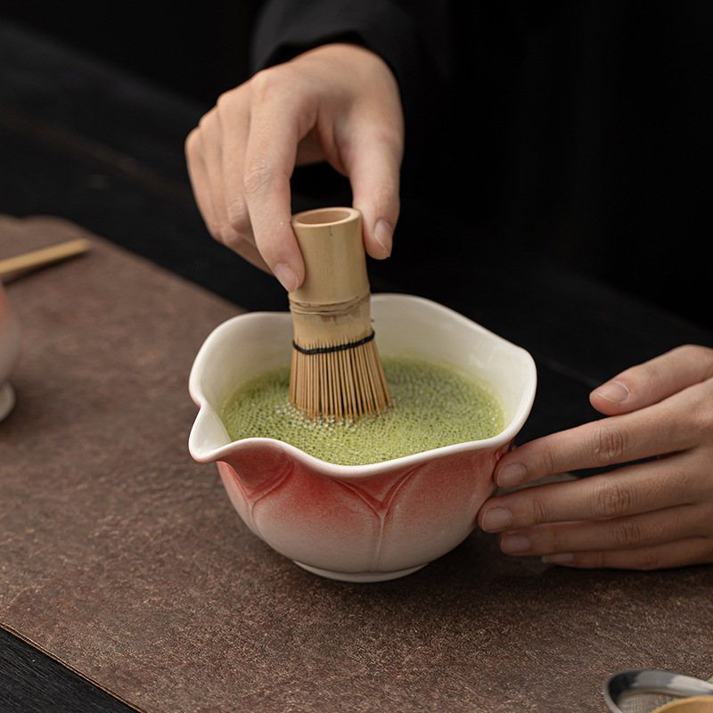 莲语抹茶八件套莲花陶瓷点茶碗茶筅立茶刷过滤网宋代茶百戏工具|undefined