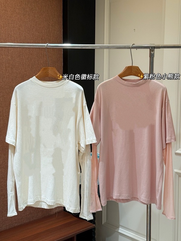 081605 夏季新款女士假两件设计慵懒宽松长袖防晒衫纯色网纱T恤|undefined