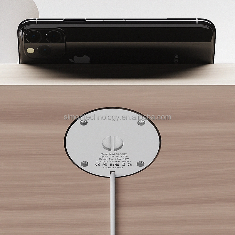 Muebles inteligentes incrustado cargador inalámbrico remoto 10mm mesita escritorio café carga inalámbrica