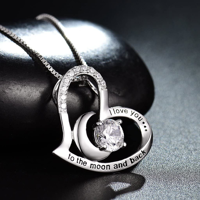 1 Piece Quantity 925 Sterling Silver Material 1 Piece 925 Sterling Silver Zircon Star Moon Heart Shape Pendant