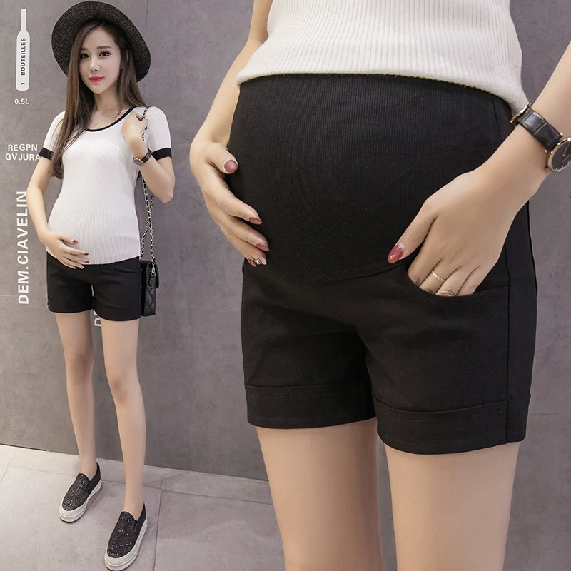 Summer shorts for pregnant, thin trousers for leisure with belly support, oversize