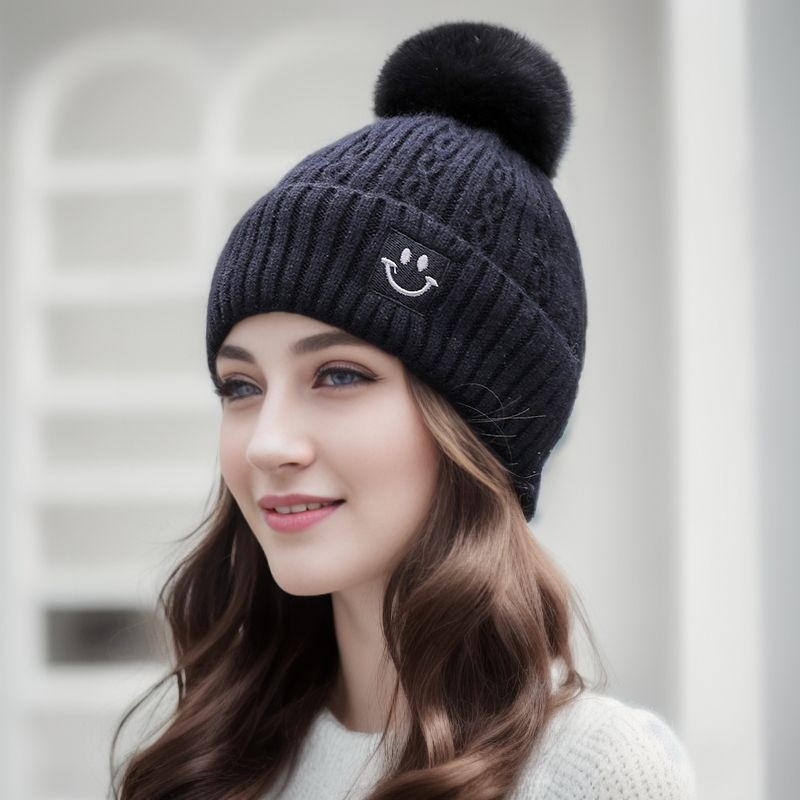 Women's Basic Simple Style Smiley Face Pom Poms Eaveless Wool Cap display picture 1