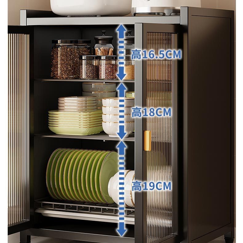 Estante de cocina horno de microondas horno almacenamiento de platos estante a prueba de polvo mesa de drenaje de agua portacuchillos simple gabinete de comedor