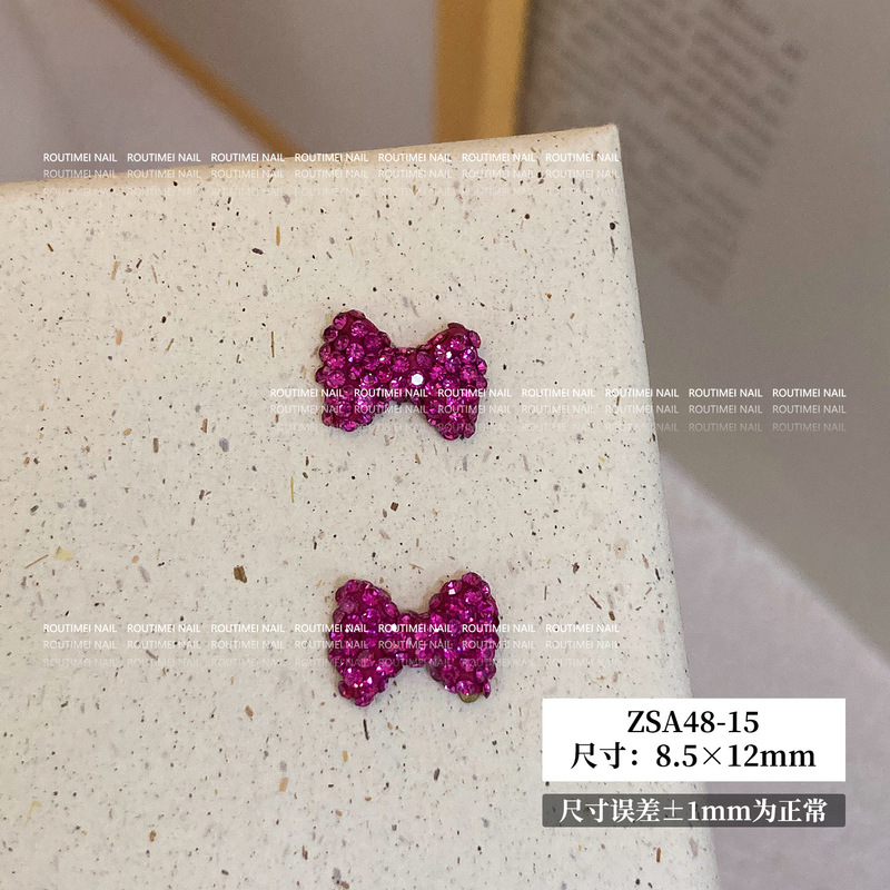 美甲饰品新款满钻爆闪系列百搭轻奢蝴蝶结立体指甲饰品爆款饰品|undefined
