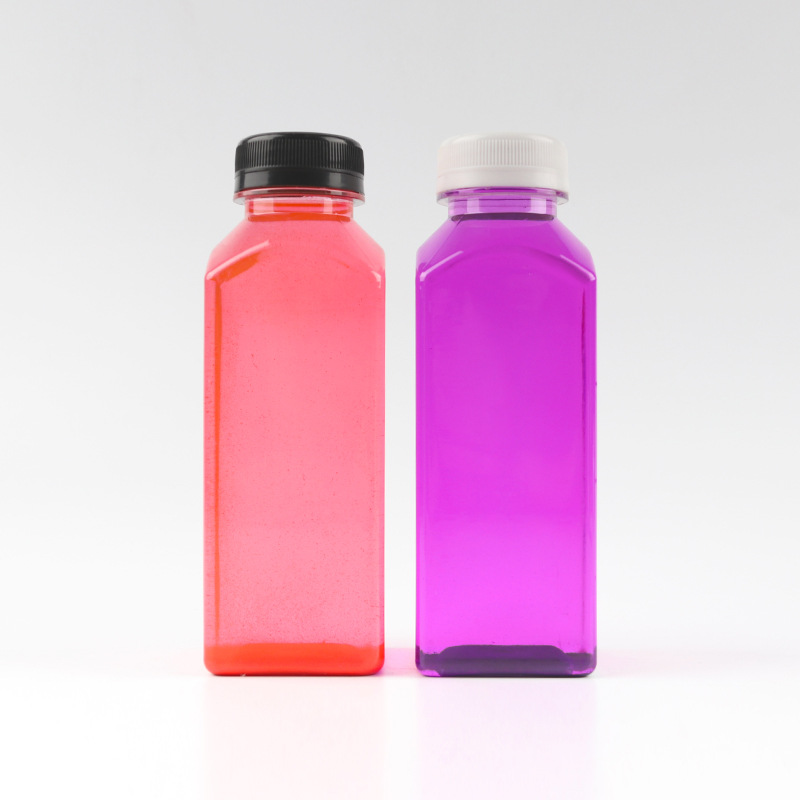 350ML 정사각형 병 + 38 흰색 플라스틱 도난 방지 캡