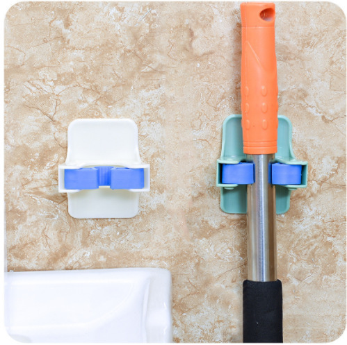 Strong Powerful Push-Back Broom Hook Bracket No-Trace Adhesive Broom Clip Wholesale Broom Hook Hook Fastener