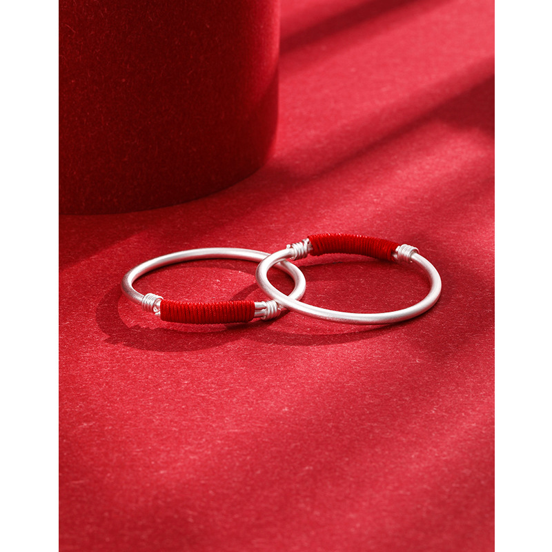 Pulsera de plata del bebé 999 plata esterlina brillante plata pura pulsera de plata para niños macho y hembra bebé Luna Llena joyería de plata año de edad regalo