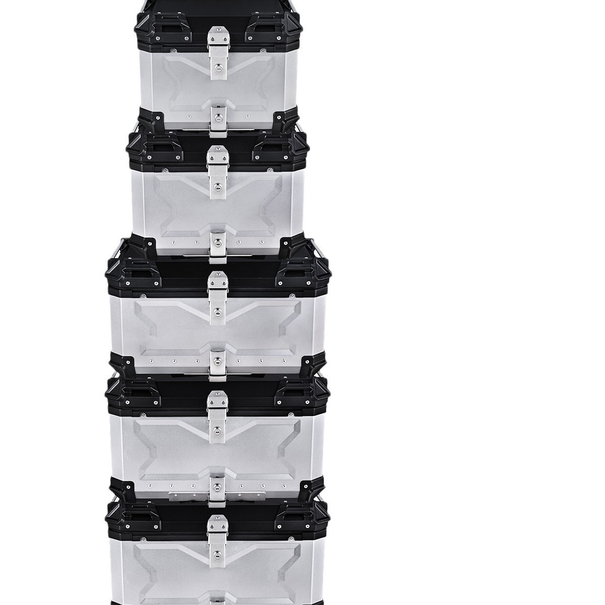 En stock pequeña y mediana capacidad de aleación Aluminio plana motocicleta tronco negro/plata 28L/32L/36L