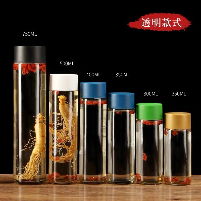VOSS水瓶玻璃瓶密封带盖泡酒瓶大口自酿酒容器药酒瓶饮料瓶子罐