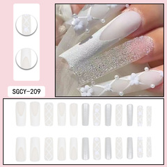 Wearable nail sticker pearl glitter European and American wearable nails long nail fake nails wholesale