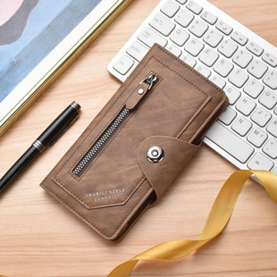 Men's Long Wallet Zipper Ultra-Thin Retro New Clutch Bag Large Capacity Card Bag Men's Fashion Clutch Bag