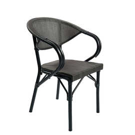 加工定制铝合金户外桌椅阳台休闲椅商业街奶茶店咖啡厅网布藤编椅