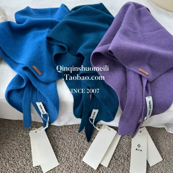 Layered Small Shawl 100% Wool Wool Knitted Triangle Scarf Shawl Women's Headscarf Soft and Waxy Multi-Purpose Scarf