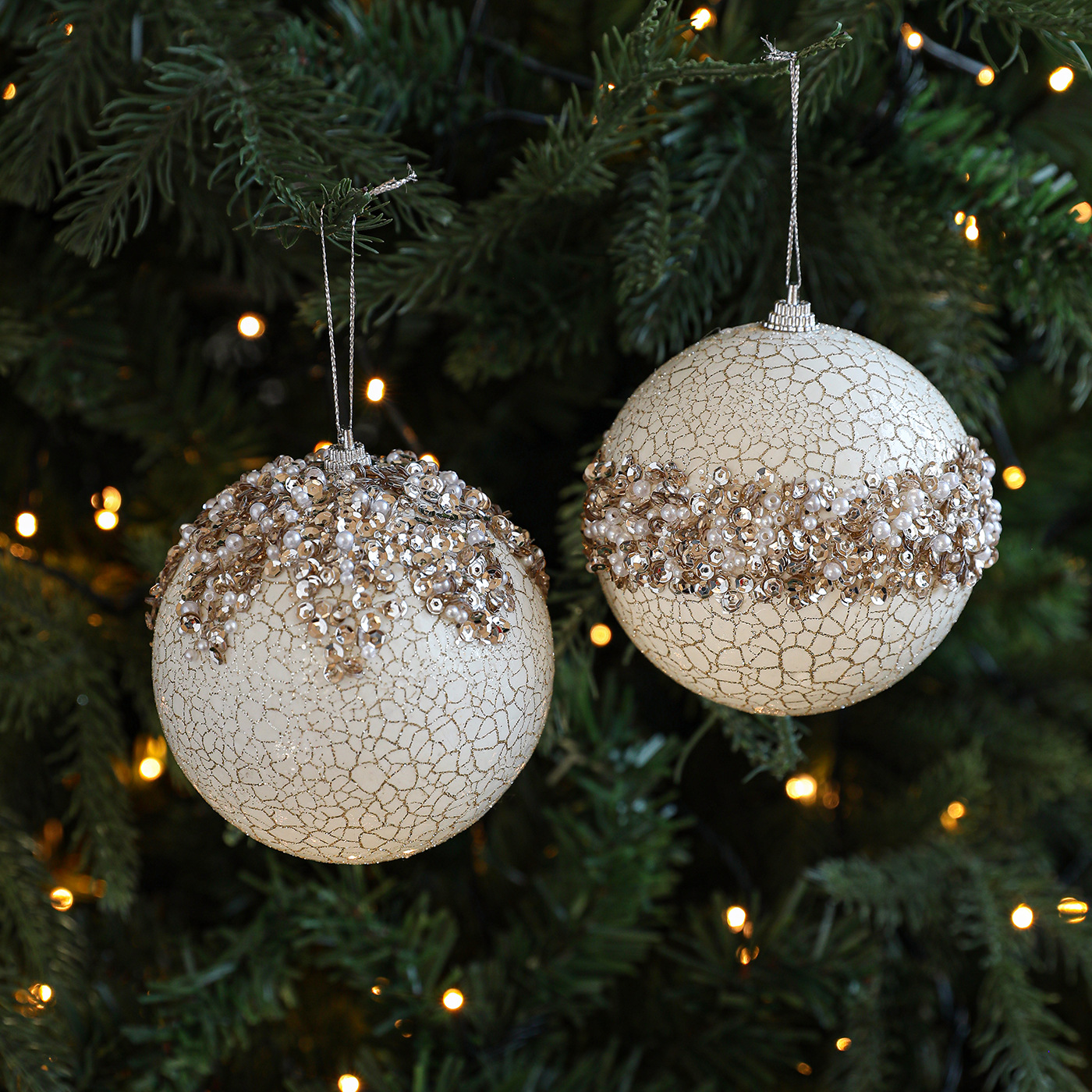 Nuevo polvo de espuma de Navidad polvo de oro sequinado árbol de Navidad colgante agrietado bola colgante decoración colgante