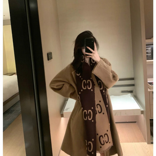 Star's same style double-sided letter imitation cashmere scarf for women winter Korean version scarf versatile European and American big-name shawl high-end
