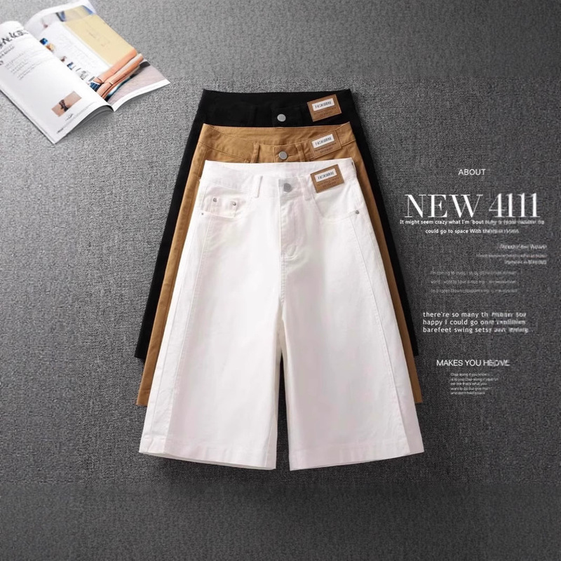 Plus Size Summer Thin Denim Shorts for Women, New High-Waisted Slimming Versatile Fashion Wide-Leg Cropped Pants Plus Size Summer Thin Denim Shorts for Women, New High-Waisted Slimming Versatile Fashion Wide-Leg Cropped Pants