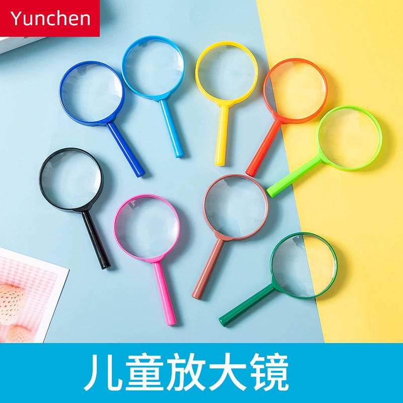 Детская разноцветная лупа-микроскоп 60 мм, ручная, пластиковая, развивающая научная игрушка для детей