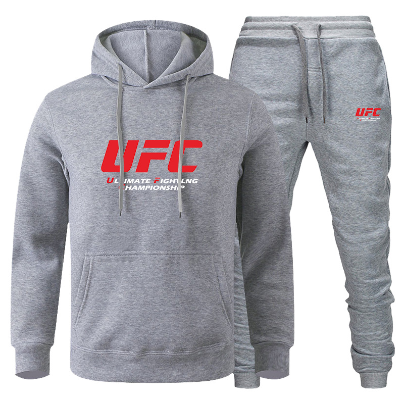 Traje de suéter de hombre transfronterizo de amazon otoño e invierno sudadera con capucha de lana roja UFC comercio exterior ocio traje deportivo