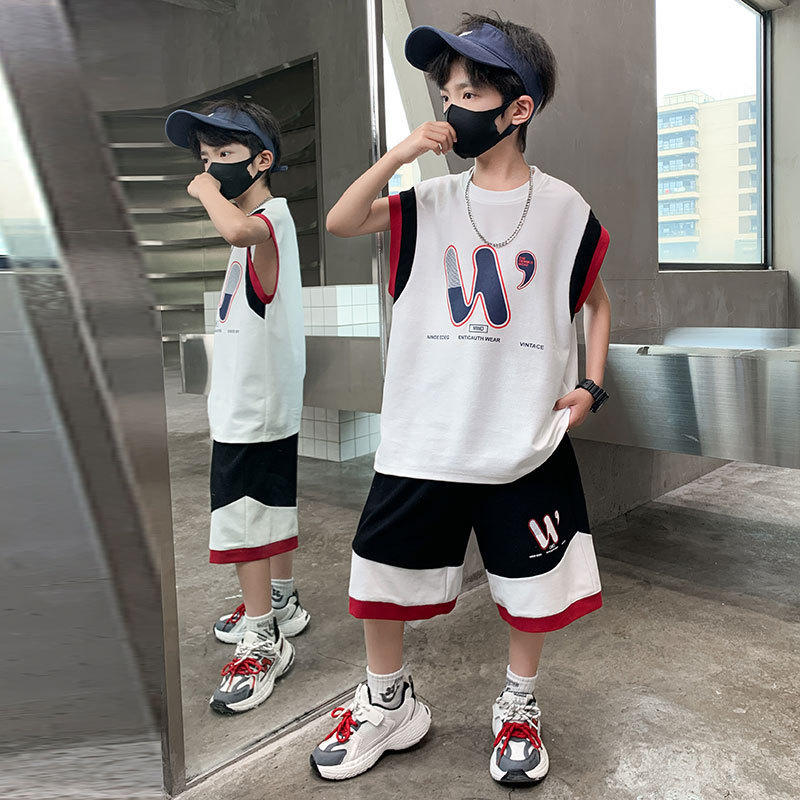 Youth Casual Sports Suit 2026 Summer New Style Oversized Sleeveless T-Shirt Loose Vest Five-Quarter Pants Trendy Youth Casual Sports Suit 2026 Summer New Style Oversized Sleeveless T-Shirt Loose Vest Five-Quarter Pants Trendy