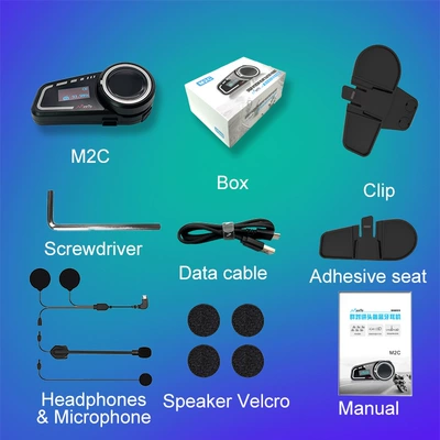 Maxto Motorcycle Helmet Bluetooth Headset M2C Motorcycle Headset 6-Person Intercom Riding Helmet Intercom (Motorcycle Helmet Headset) - maxto-m2c-english-version