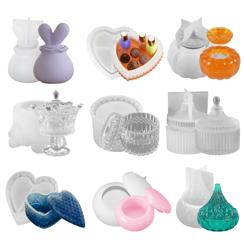 Silicone Storage Box Molds, Mirror-Effect Crystal Resin Shapes for Decorative 3D Boxes