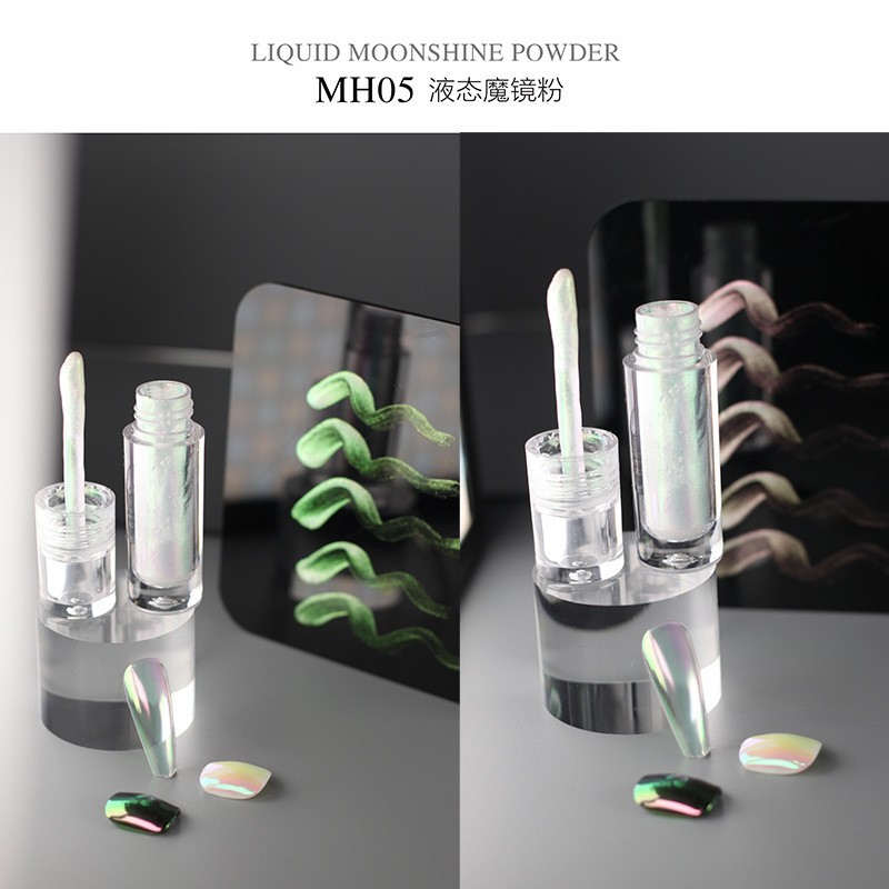 Nuevo arte de uñas de Venta caliente Aurora líquido polvo de espejo mágico polvo no volador líquido espejo de harina polvo de hadas arte de uñas líquido mágico