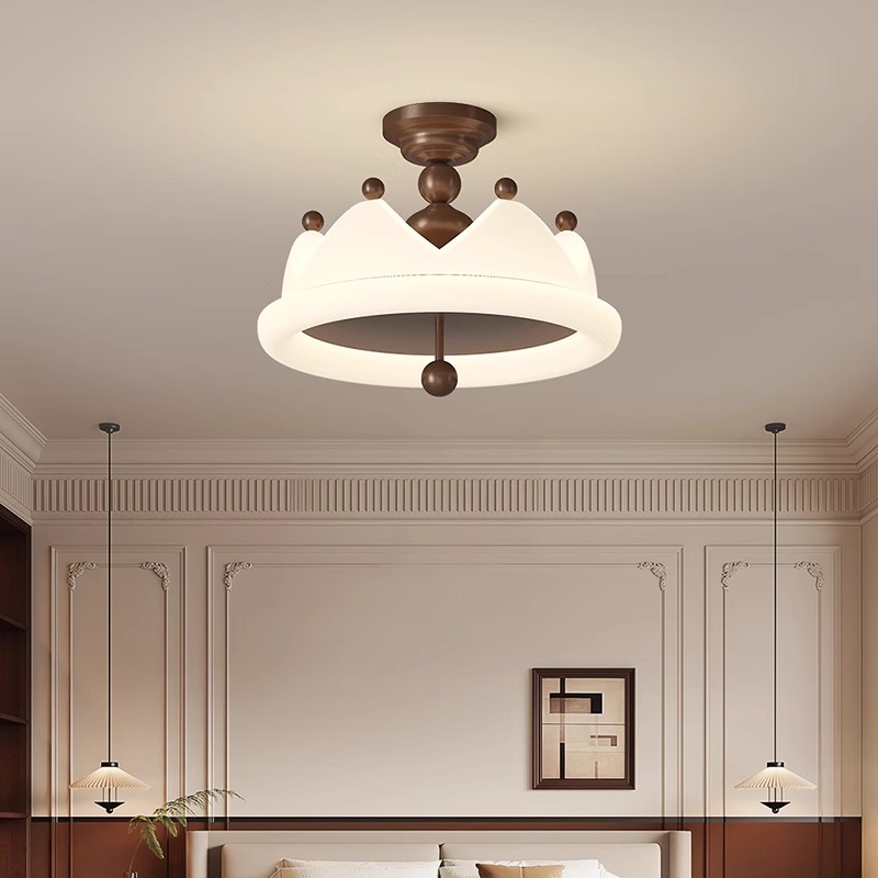 Lámpara de techo de dormitorio de estilo crema medieval, diseñador estadounidense, dormitorio principal, sala de princesa, lámpara de protección ocular de estudio de espectro completo