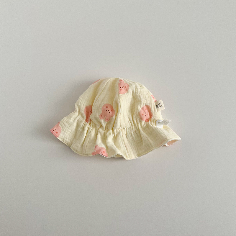 Sombrero para bebés primavera y otoño delgado algodón dibujos animados osos ajustables para bebés varillas sombrero pescador sombrero brotes