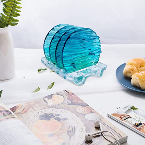 Butterfly Dance DIY Crystal Glue Mold Wave Diamond Bottom Round Coaster Storage Tray Set Silicone Mold