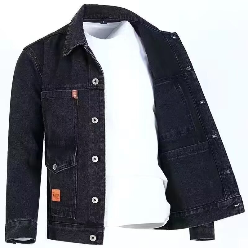 Loose Tooling Functional Vintage Jacket Washed Large Size Spring and Autumn Men's Jeans Fashionable Cotton Denim Jacket for Men