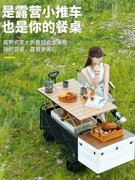 New Wide Wheel Outdoor Campground Stall Express Small Push Picnic Car Portable Foldable Home Sliding Baby Fishing