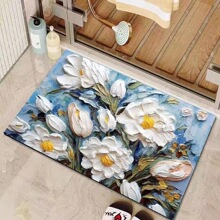 新款ins油画小花系列地垫浴室吸水花卉地垫田园风入户门垫玄批发