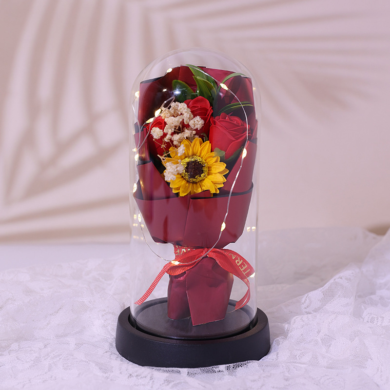 520 regalo de San Valentín copa de vidrio eterno flores secas rosas jabón flores para amigos y esposas adornos exquisitos