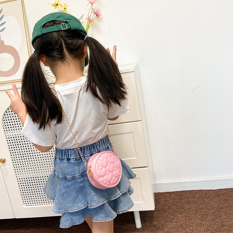 Bolso de cadena de estilo Chanel Internet celebridad hombro pequeño bolso redondo para niños y niñas Estilo coreano 2023 nuevo mini lindo rombo a cuadros