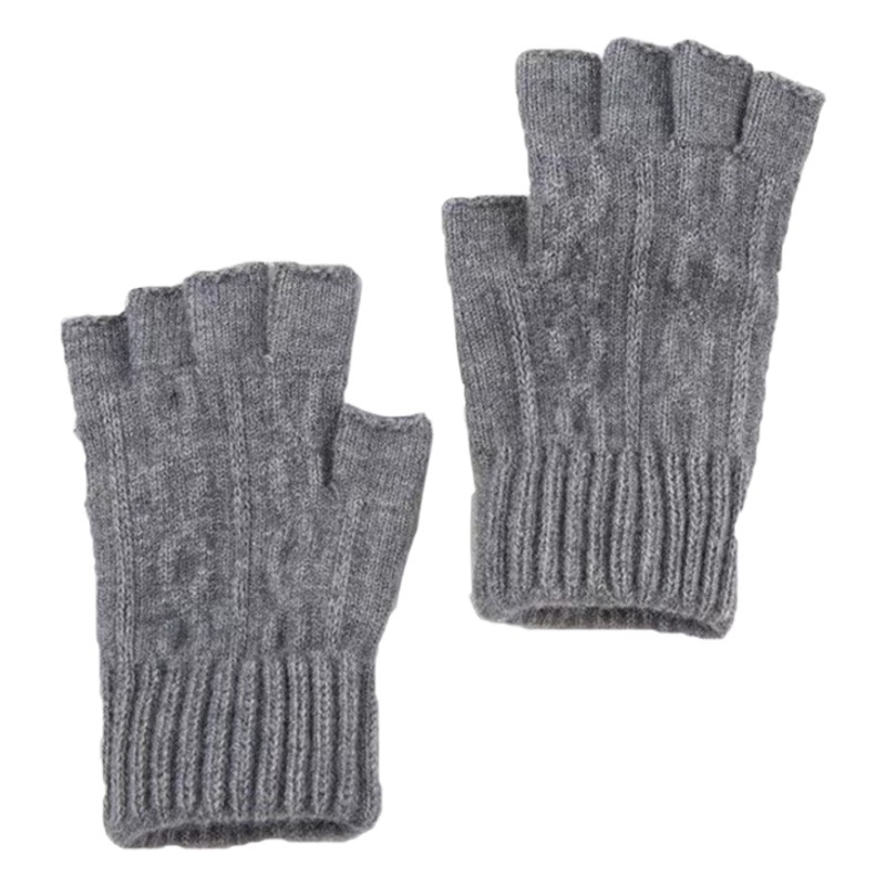Fábrica directa medio dedo alpaca caliente guantes de punto engrosados unisex Otoño e Invierno abierto dedo a prueba de frío en stock
