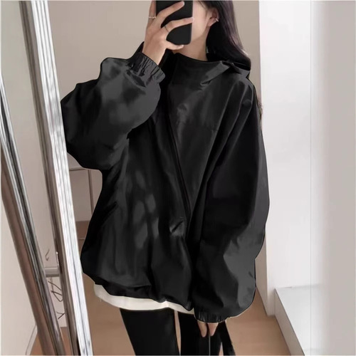 Women's Fashion Windbreaker Coat Korean Version 2025 New Thin Waterproof Jacket Coat Loose Hooded Workwear