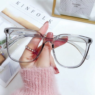 New D-shaped myopia glasses finished women Xiaohongshu ins internet celebrity without makeup large frame anti-blue light flat glasses wholesale