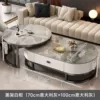 Black rack and white cabinet丨Modern gray +Modern gray-100+70cm coffee table combination [upgraded glass crystal]